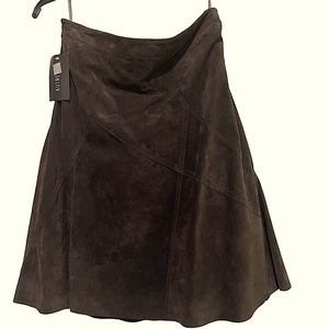 Soft Suede Skater Skirt - NWT - Dark Brown - Bought in Paris - size 6